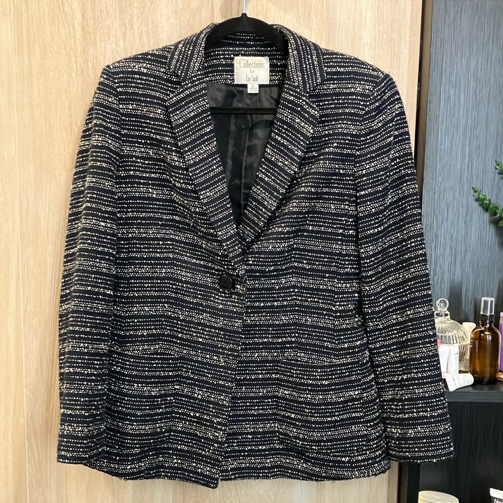 Vintage Black and White Tweed Blazer